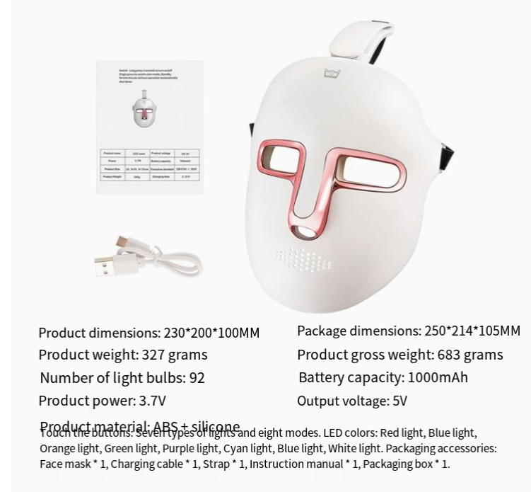 GlowVault 7-Color LED Light Therapy Face Mask - at-home skincare device