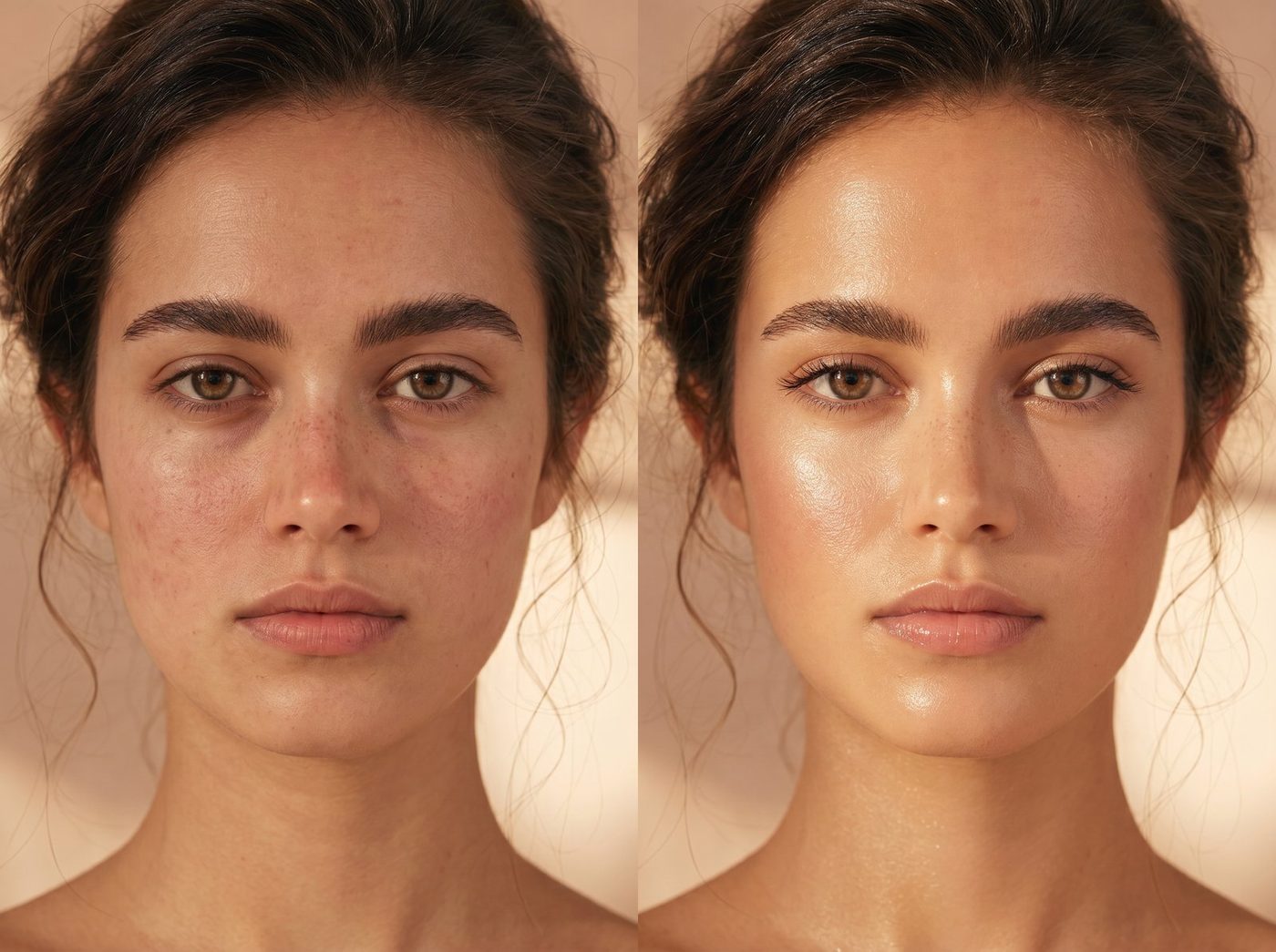 Skin appearance before and after a consistent LED light therapy ritual